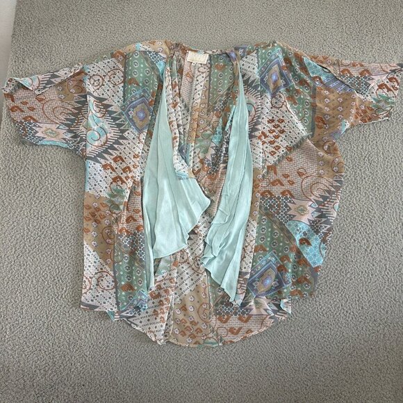 Vintage Spencer Alexis Open Front Kimono Topper Whimsical Fairy Pastels - Picture 9 of 16